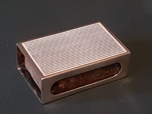George V Silver and White Enamel Match Box Holder