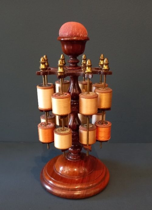 Superb Mid Victorian Walnut Revolving Bobbin Stand