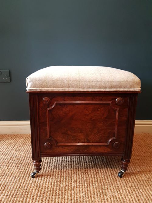 Mid Victorian Burr Walnut Ottoman