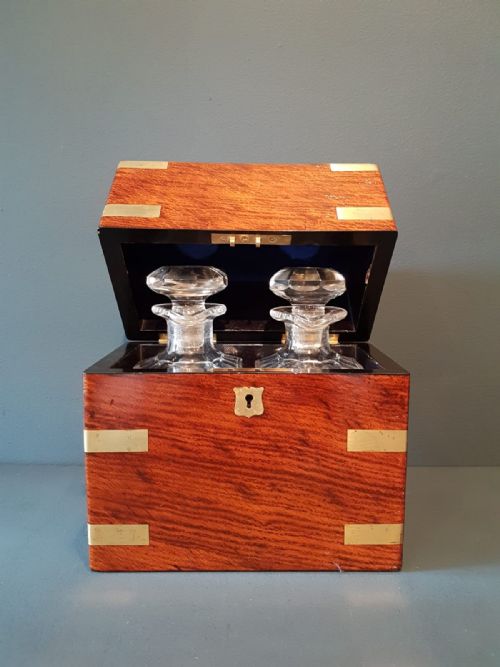 Early Victorian Oak Two Bottle Tantalus Box