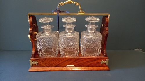 Mid Victorian Walnut Betjeman's Three Bottle Tantalus