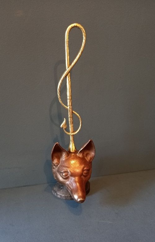 Unusual Victorian Bronze Fox's Head Door Stop