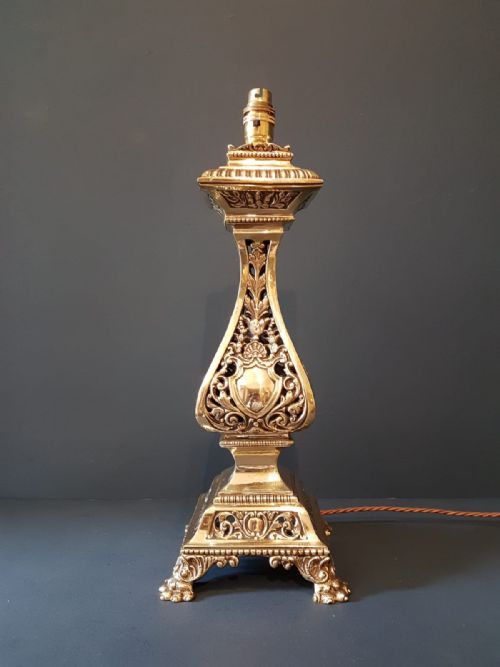 Edwardian Cast Brass Table Lamp