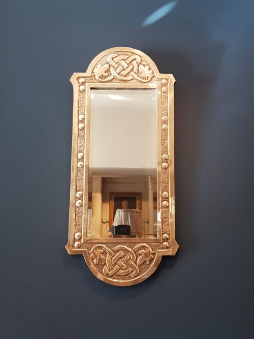 Edwardian Glasgow School Brass Framed Mirror