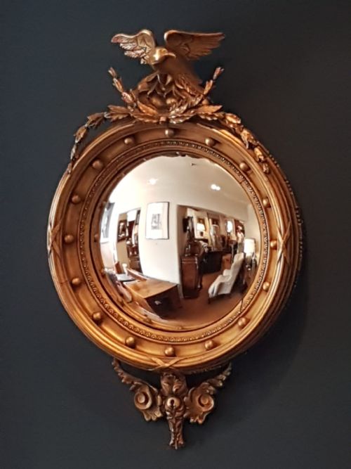 Victorian Timber Gilt Convex Mirror