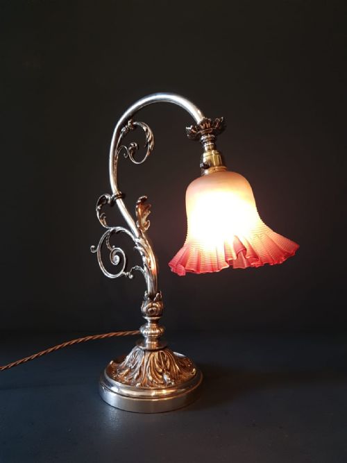 Late Victorian Silver Plated Table Lamp and Shade