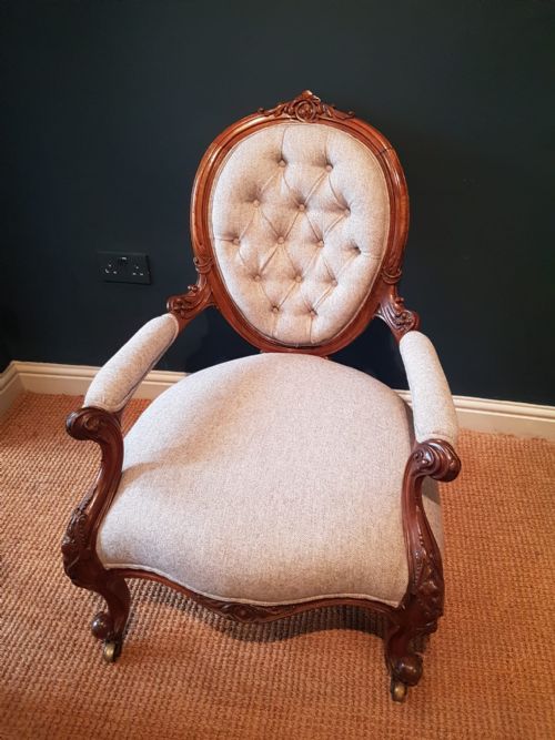 Victorian Walnut Framed Arm Chair