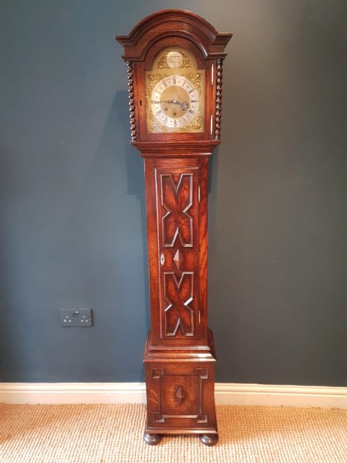 Quality Edwardian Oak Grandmother Clock