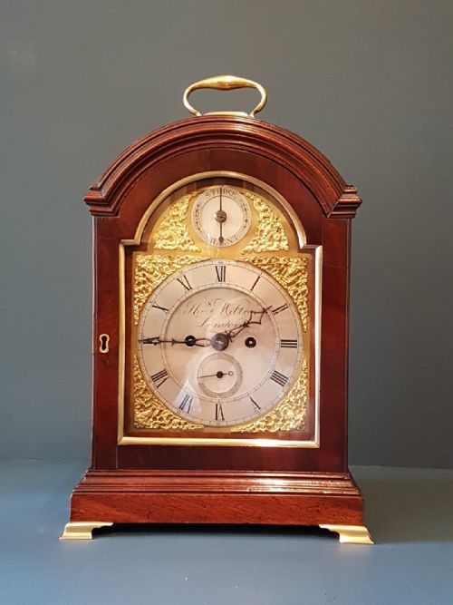 George III Mahogany Double Fusee Quarter Chiming Bracket Clock