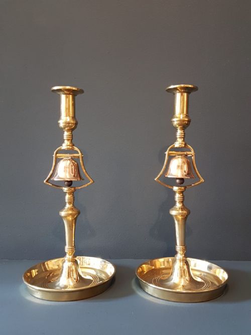 Matching Pair of George III Brass Tavern Candlesticks