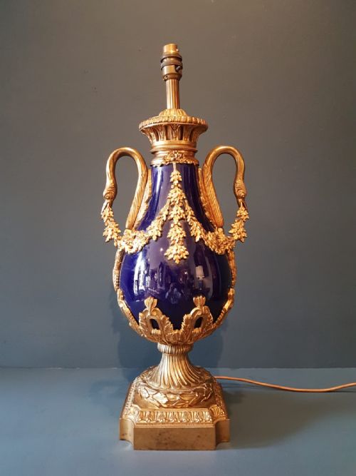 Fine Quality 1920'S Porcelain and Ormolu Lamp