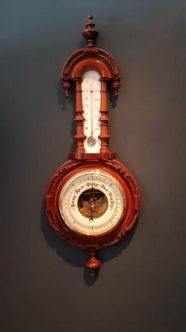 Victorian Pendant Mahogany Barometer with Thermometer