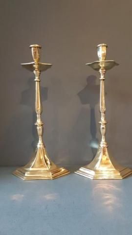 Victorian Cast Brass Candlesticks