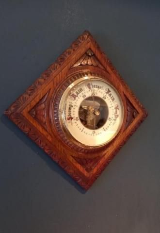 Victorian Diamond Shaped Skeletonised Works Barometer