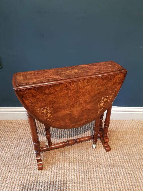 Fine Quality Victorian Burr Walnut Baby Sutherland Table