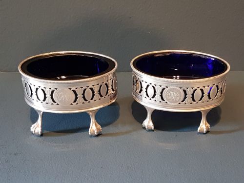 Matching Pair of George III Silver Hester Bateman Salts