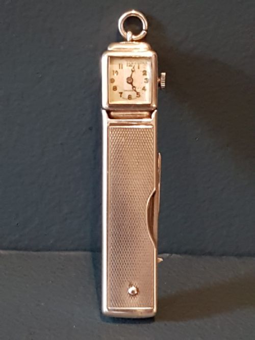 Rare Sampson Morden Silver Watch Pen Knife and Key Combination