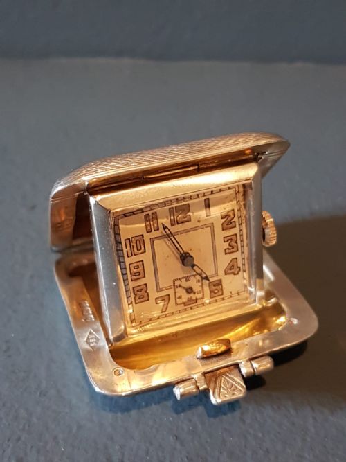 George V Engine Turned Silver Travelling Clock