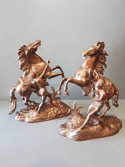 Pair of Bronze Marly Horses