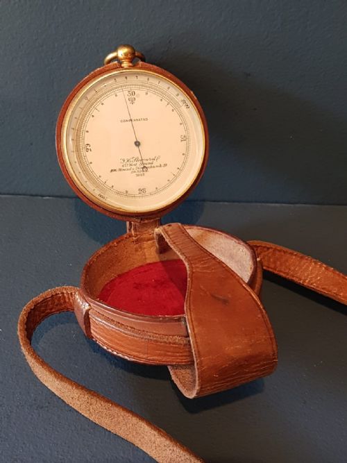 Steward Campaign Barometer and Leather Case