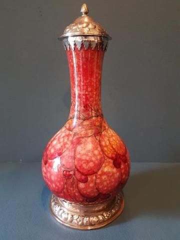 Rare Flambé Moorcroft Arthur Edwardes Mounted Vase