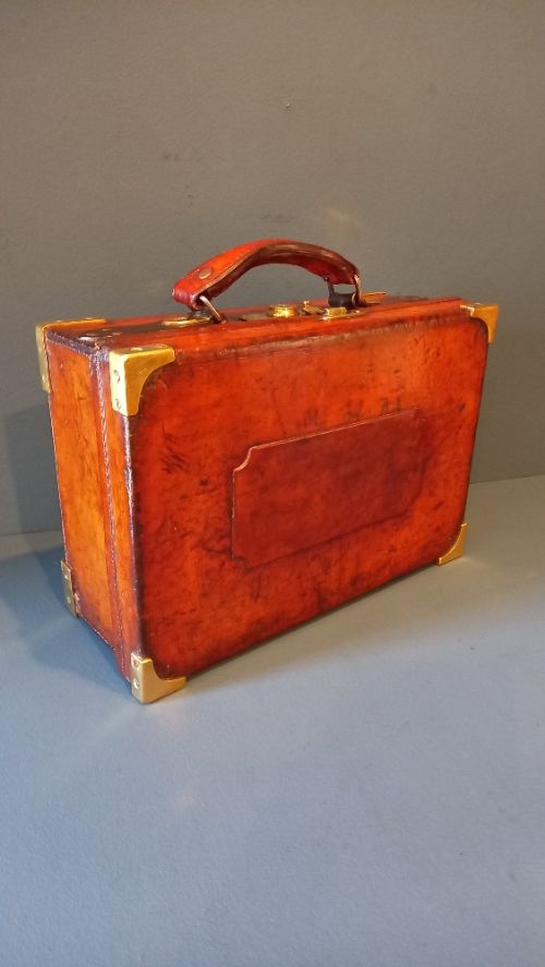 Edwardian Leather & Brass Bound Cartridge Case