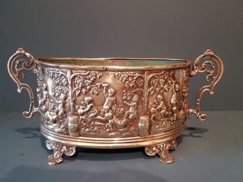 Early Victorian Embossed Brass Planter