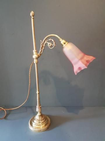Edwardian Brass Rise and Fall Table Lamp