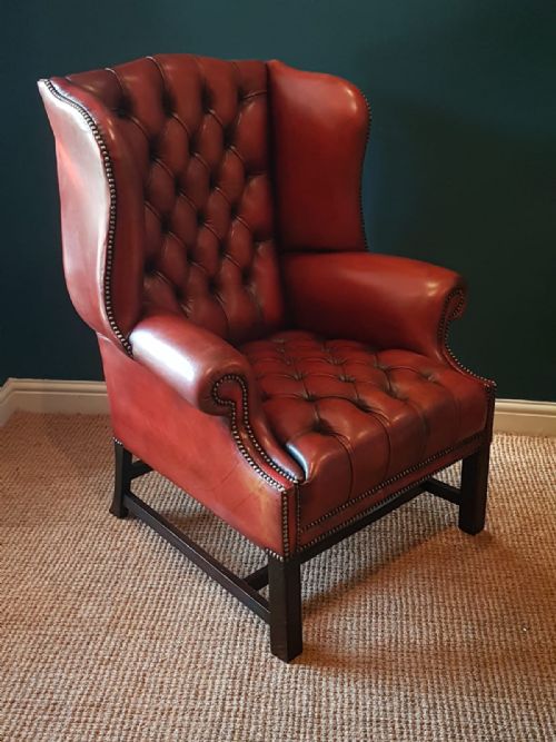 1920'S Leather Chesterfield Arm Chair