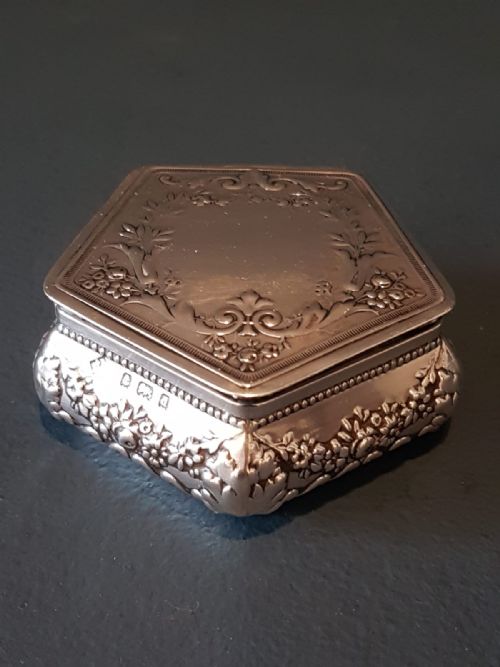Edwardian Silver Hexagonal Ring Box
