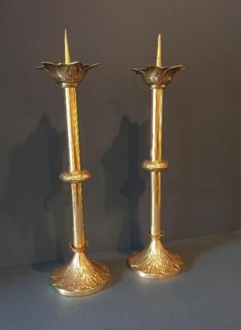 Pair of Art Nouveau Brass 'Pricket' Candlesticks