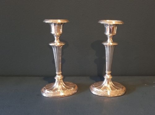 Pair of Edwardian Silver Classical Style Candlesticks