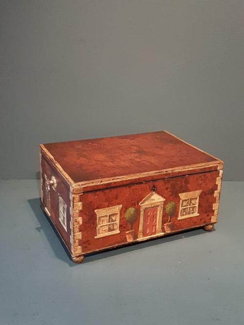 Superb Victorian Painted Country House Jewellery Box