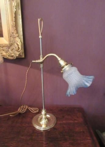 Edwardian Brass & Steel Rise & Fall Lamp