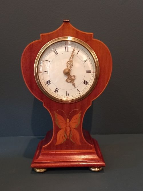 Edwardian Period Butterfly Inlaid Mantel Clock