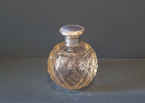 George V Period Silver & Pale Blue Enamel Scent Bottle