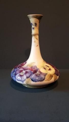 Rare Moorcroft Pansy on White Vase