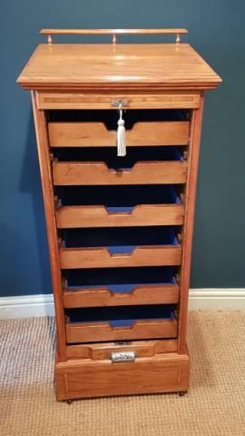 Victorian Inlaid Walnut File Cabinet
