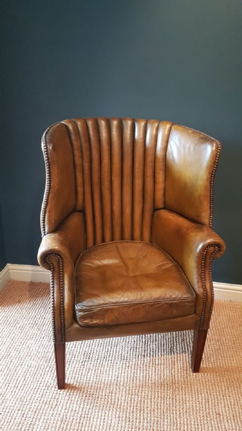 1920'S Barrel Back Leather Chair