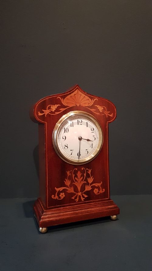 Fine Quality Inlaid Mahogany Mantel Clock