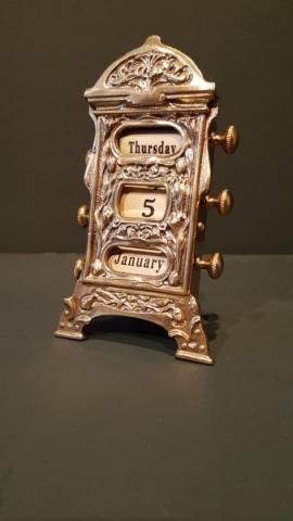 Edwardian Brass Desk Calendar
