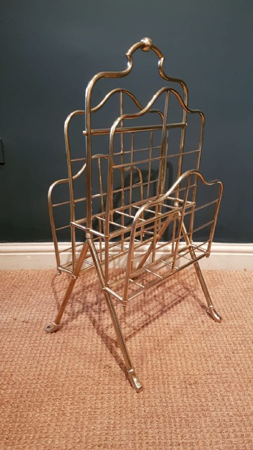 Large Edwardian Brass Framed Magazine Stand