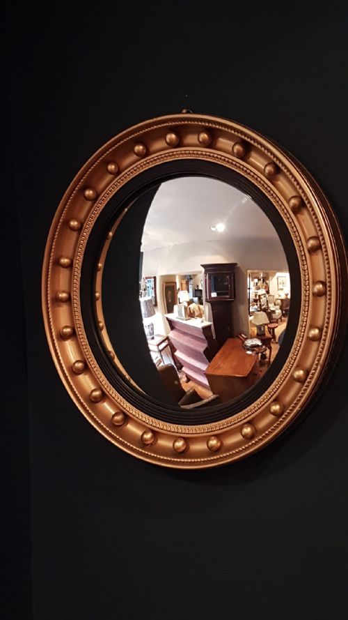 Edwardian Plaster Gilt Convex Mirror