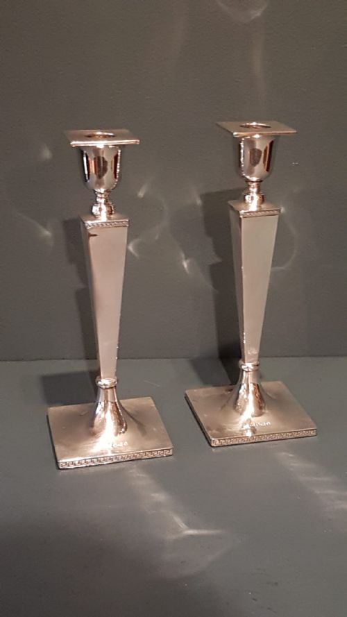 Pair of George V Silver Candlesticks by Walker and Hall