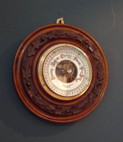 Victorian Walnut Acorn and Oak Leaf Cased Aneroid Barometer