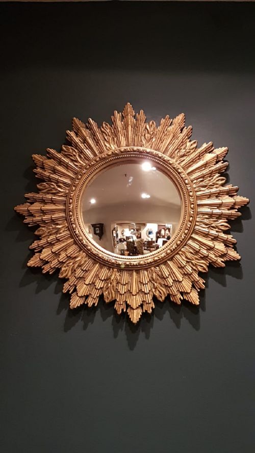 1920'S Gilt Sunburst Convex Mirror