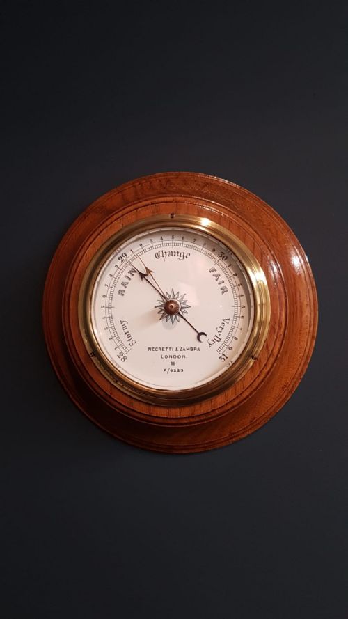 Victorian Golden Oak Cased Negretti and Zambra Barometer