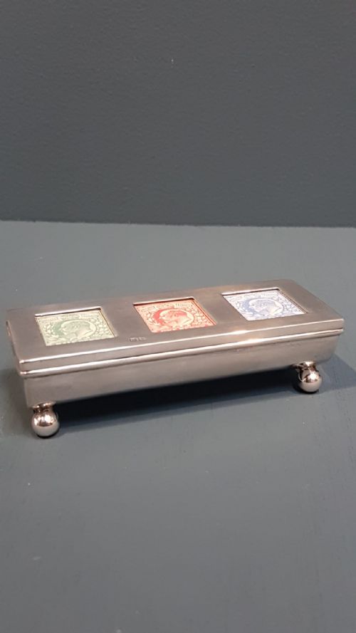 Silver Three Section Stamp Box
