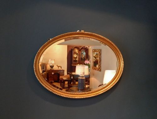Victorian Timber Gilt Oval Wall Mirror