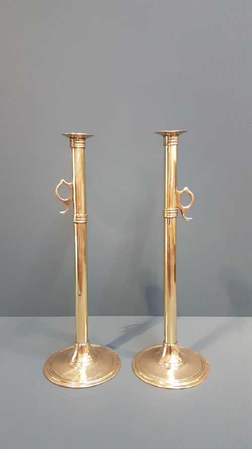 Pair of Tall George III Brass Candlesticks